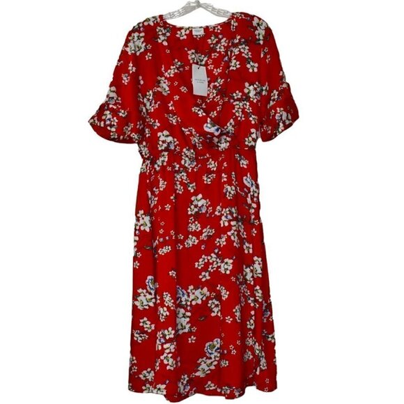 Jacqueline de Yong Short Sleeve Faux Wrap Floral Dress Size EU 38/ US 8 - Picture 1 of 11